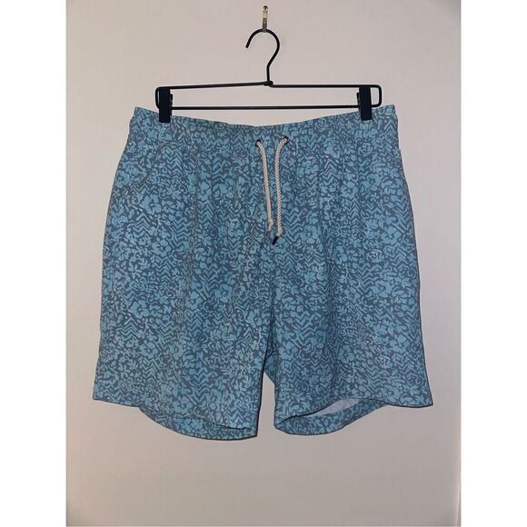 Faherty Other - FAHERTY Men XL Blue Hilo Teal Floral BEACON Stretch Quick Dry Swim Trunks